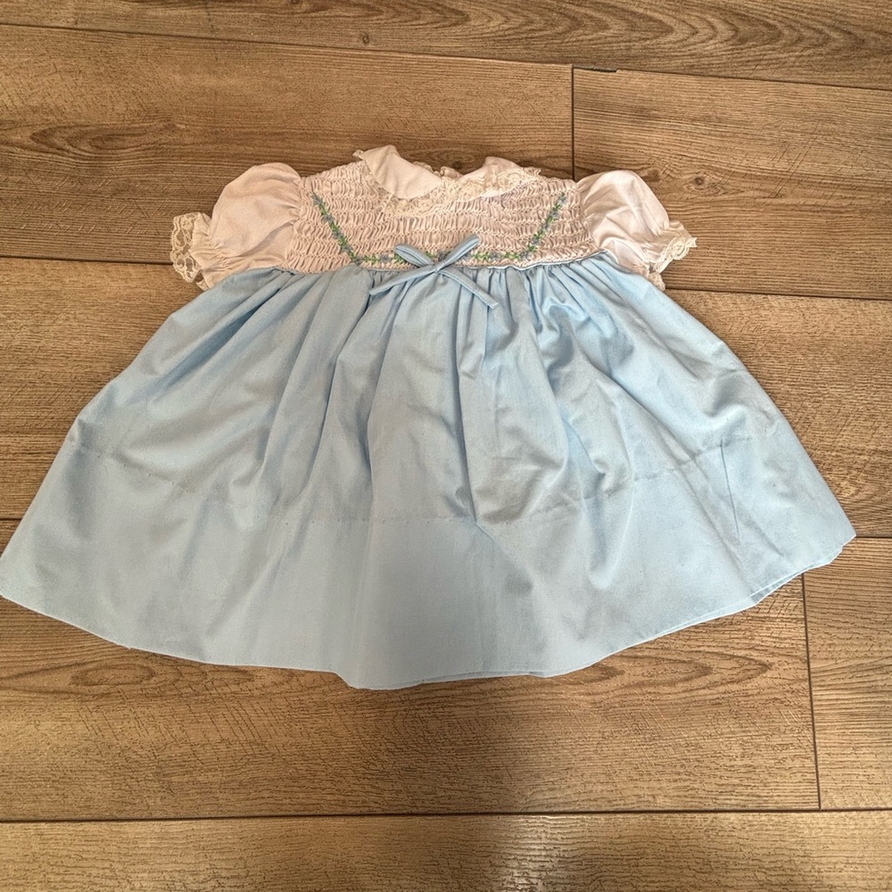 Vintage Baby Blue Smocked Dress